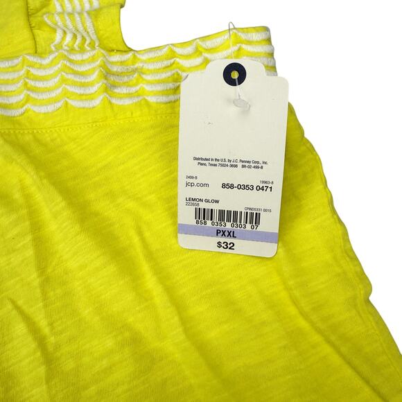 NWT ST.JOHN'S BAY Women's Square Neck Embroidered Ruffle Top Sz XXL Petite Lemon - Picture 4 of 7